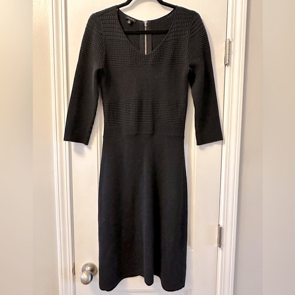 Talbots Dresses & Skirts - Talbots Black Mixed Media Textured Sweater Dress Size Small